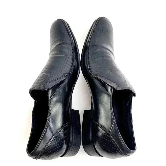 Robert Wayne Crash Snipped Square Toe Black Leather Loafers main image 9
